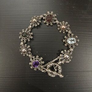 Elegant OOAK Handmade Silver, Pearl and Gemstone Bracelet